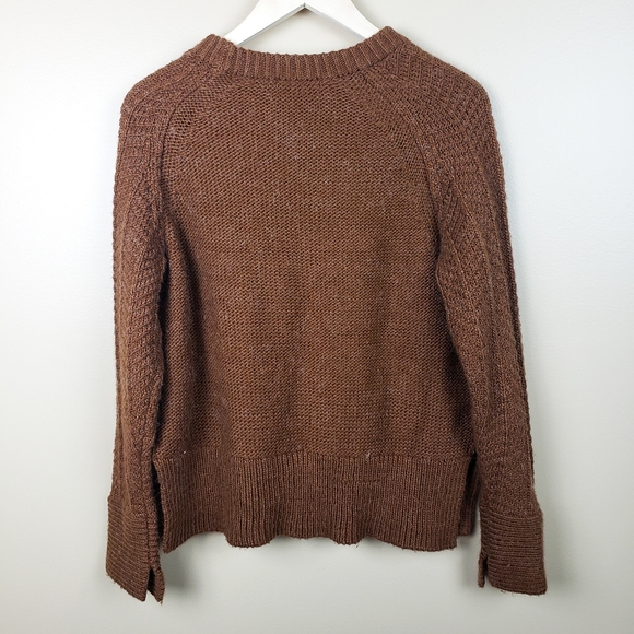 H&M Chunky Knit Chevron Stripe Olive Brown Sweater - Picture 2 of 8